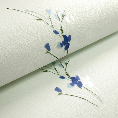 Papier peint vinyle expansé sur intissé - Aquarelle - Fleurs bleues -  Bourges