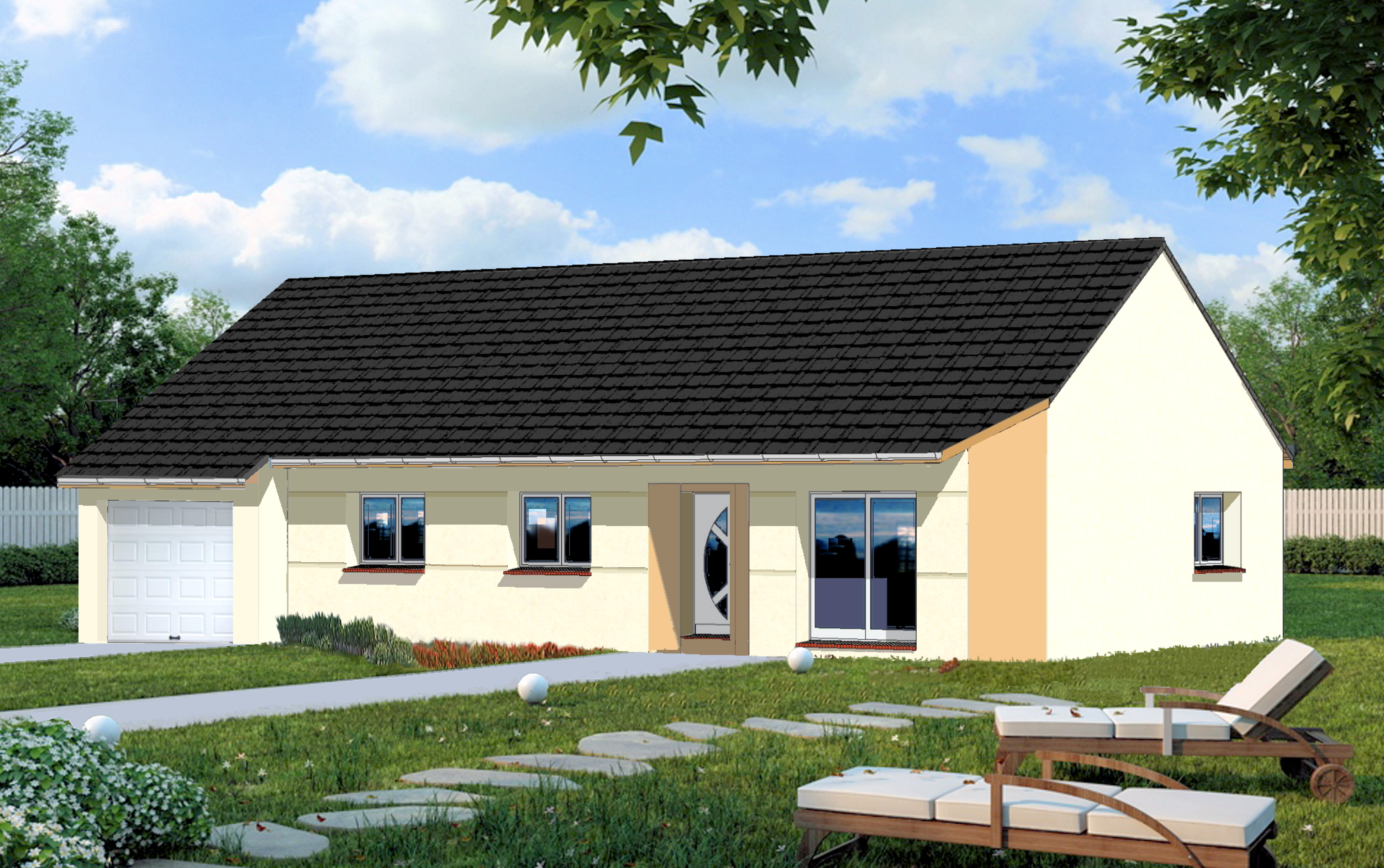 Projet de maison neuve RT 2012 sur très beau terrain de 800 m2 avec