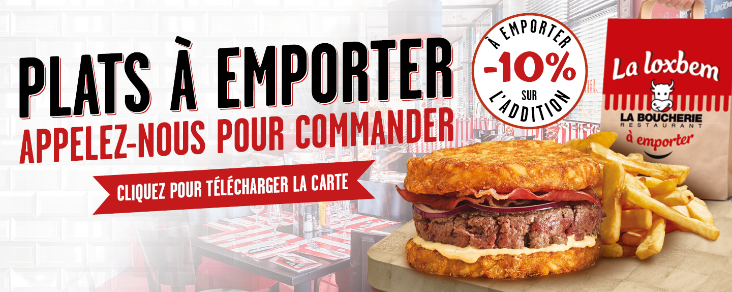 La BOUCHERIE RESTAURANT à Bourges vous dévoile sa carte de vente à emporter 7j/7, midi et soir