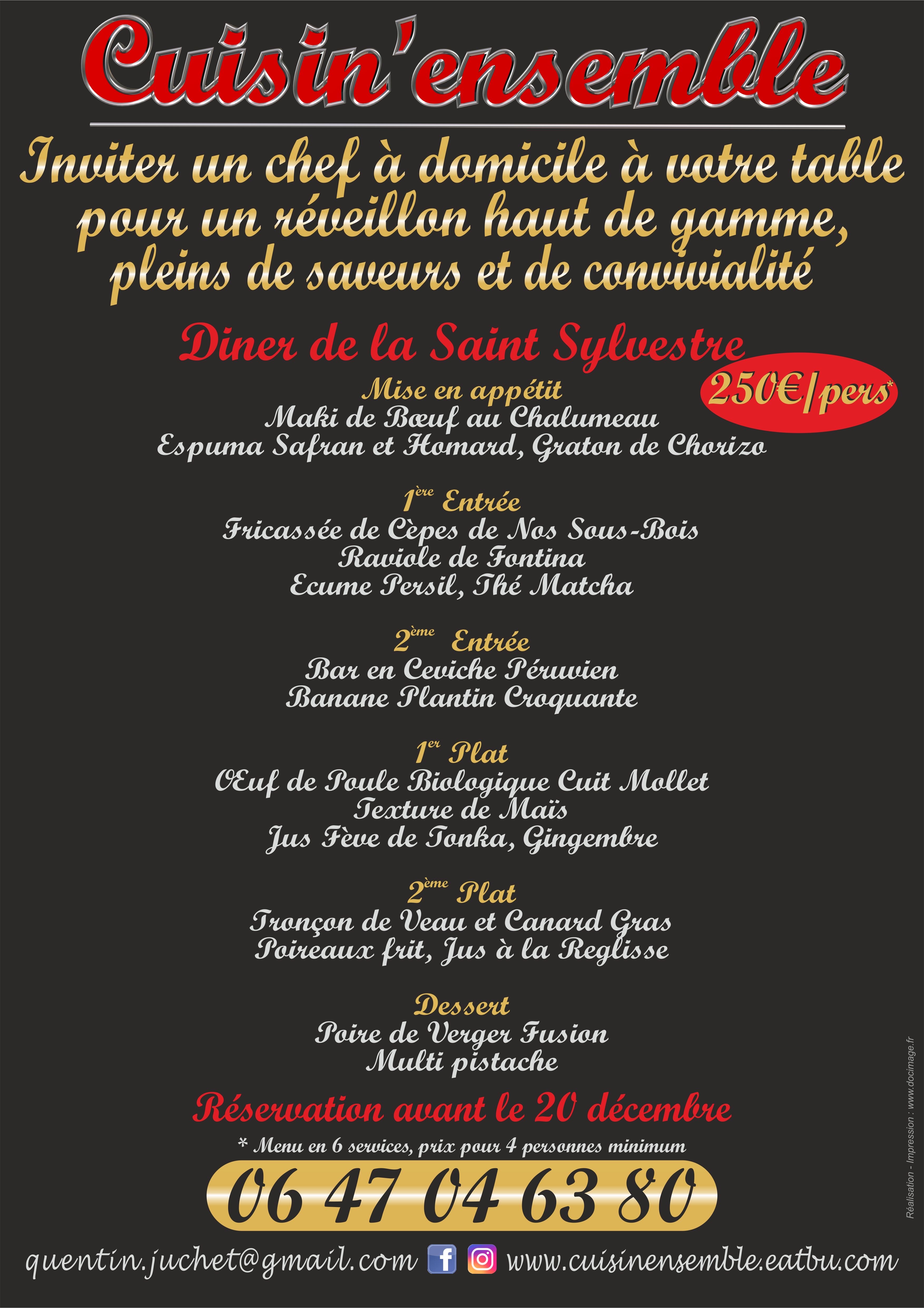 Un menu de réveillon haut de gamme par CUISIN'ENSEMBLE, chef à domicile