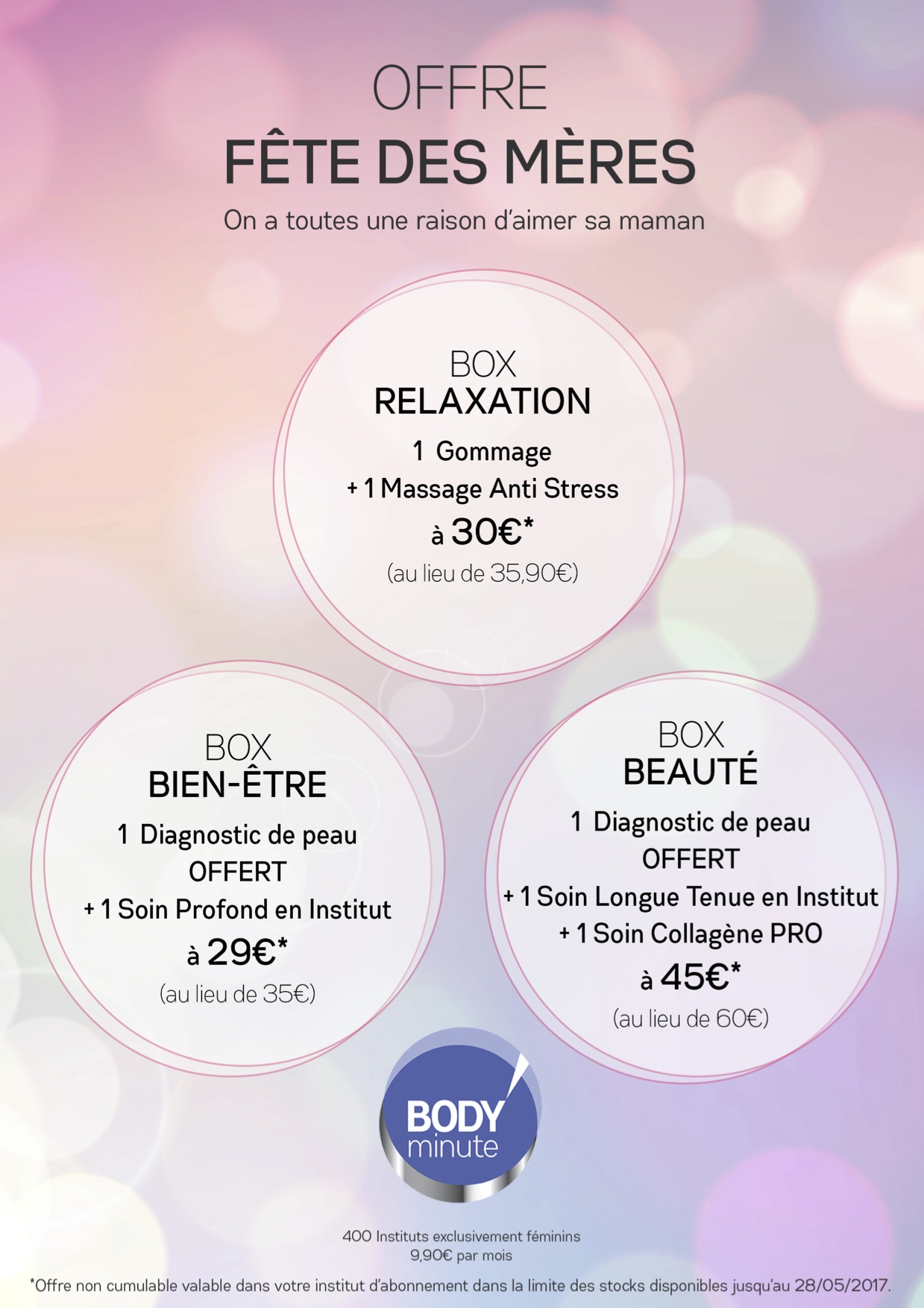 Offre Spéciale Fête des Mères dans vos instituts BODY MINUTE et NAIL